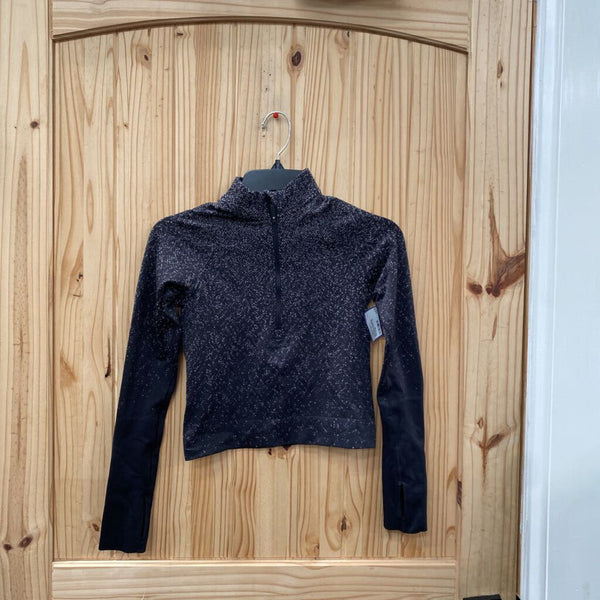WOMENS LULULEMON BLK/WHITE CROP TOP PULLOVER