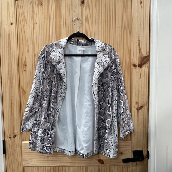 WOMENS CHICOS SNAKESKIN DESIGN CASUAL BLAZER GREY/WHITE 3