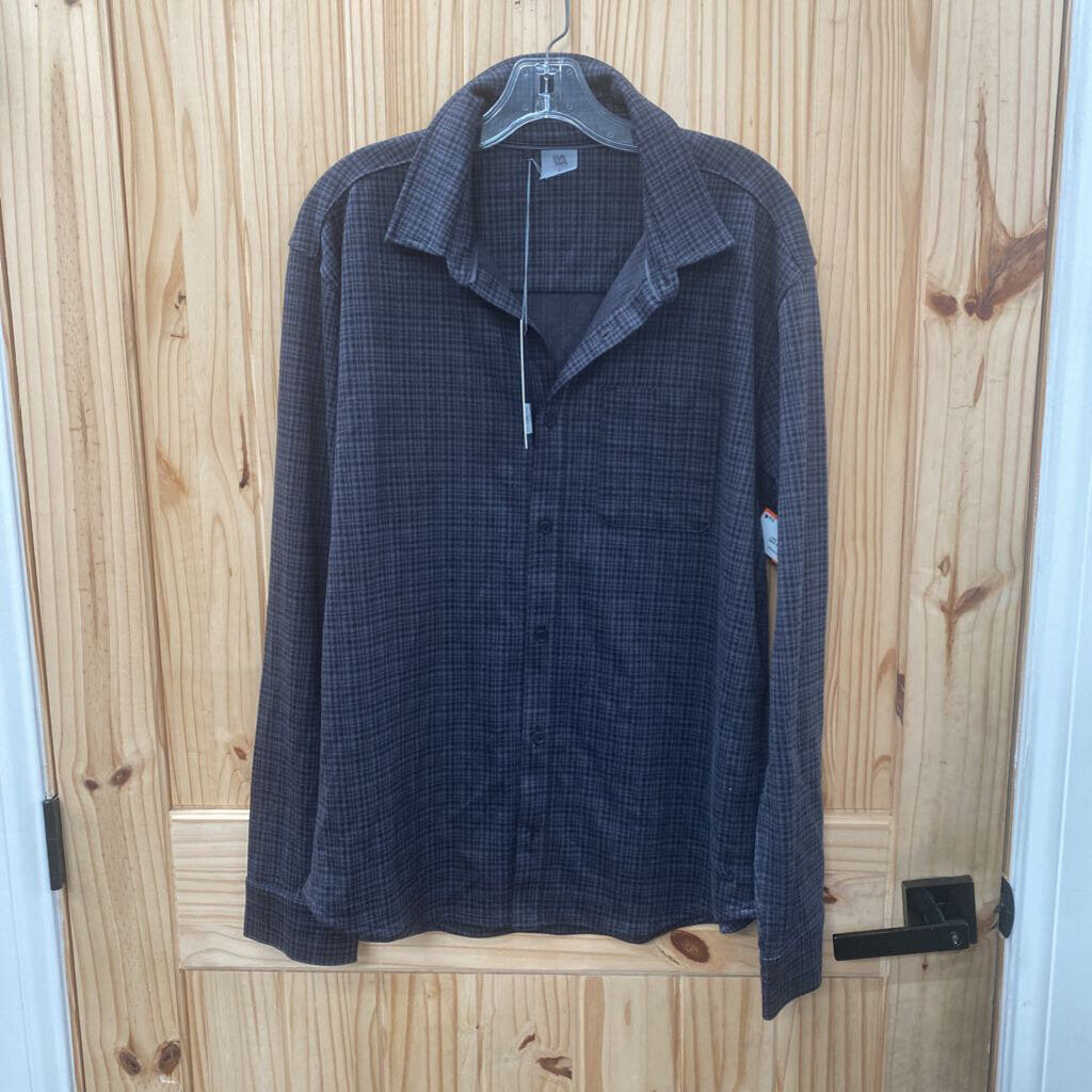 MENS VRST LS SHIRT BLK/DK GREY L NWT