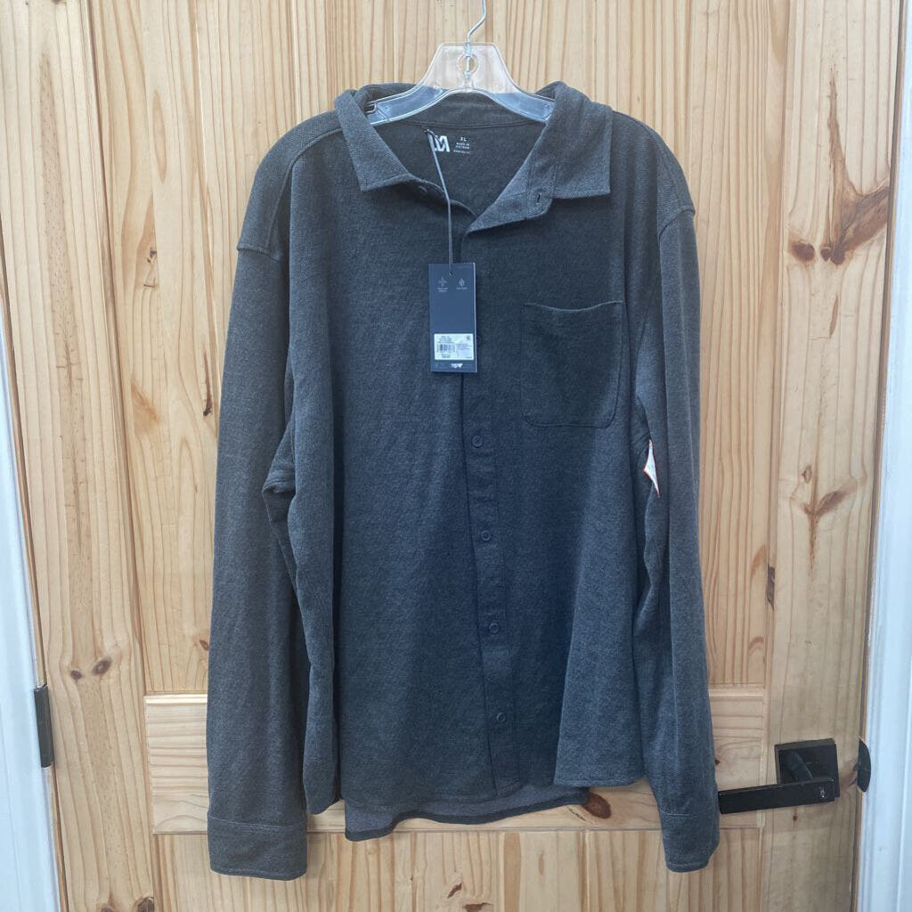 MENS VRST LS DK GREY SHIRT XL NWT