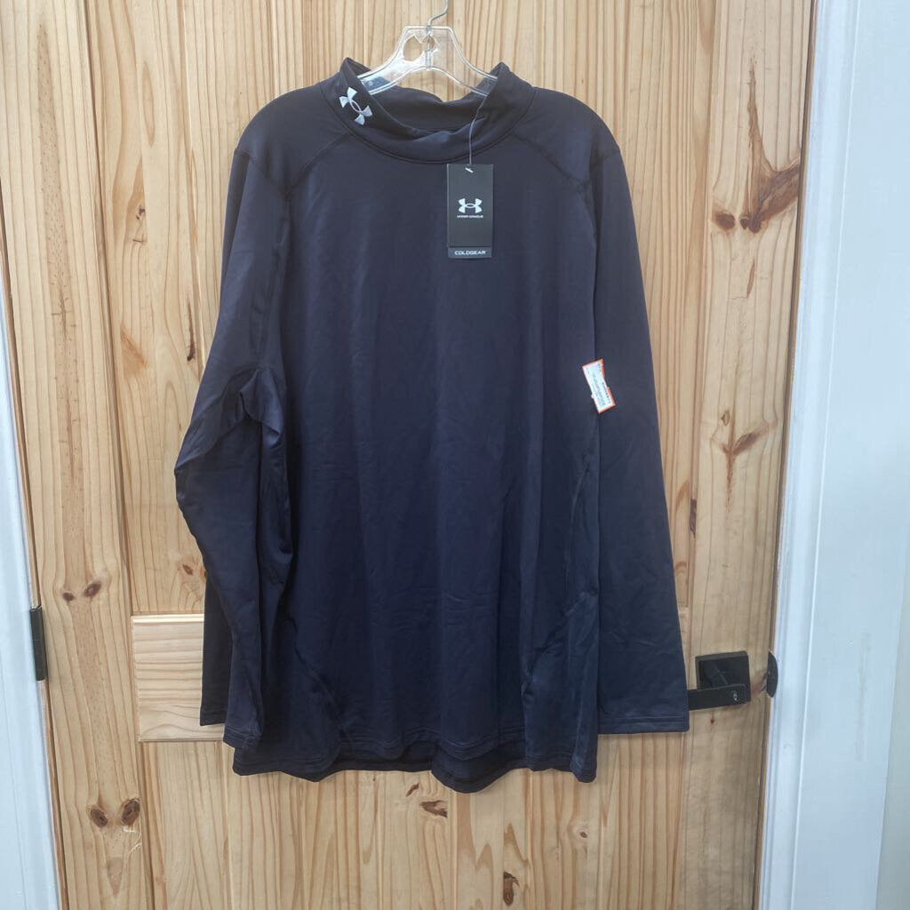 MENS UNDER ARMOUR LS BLK/WHITE SHIRT 3XL NWT