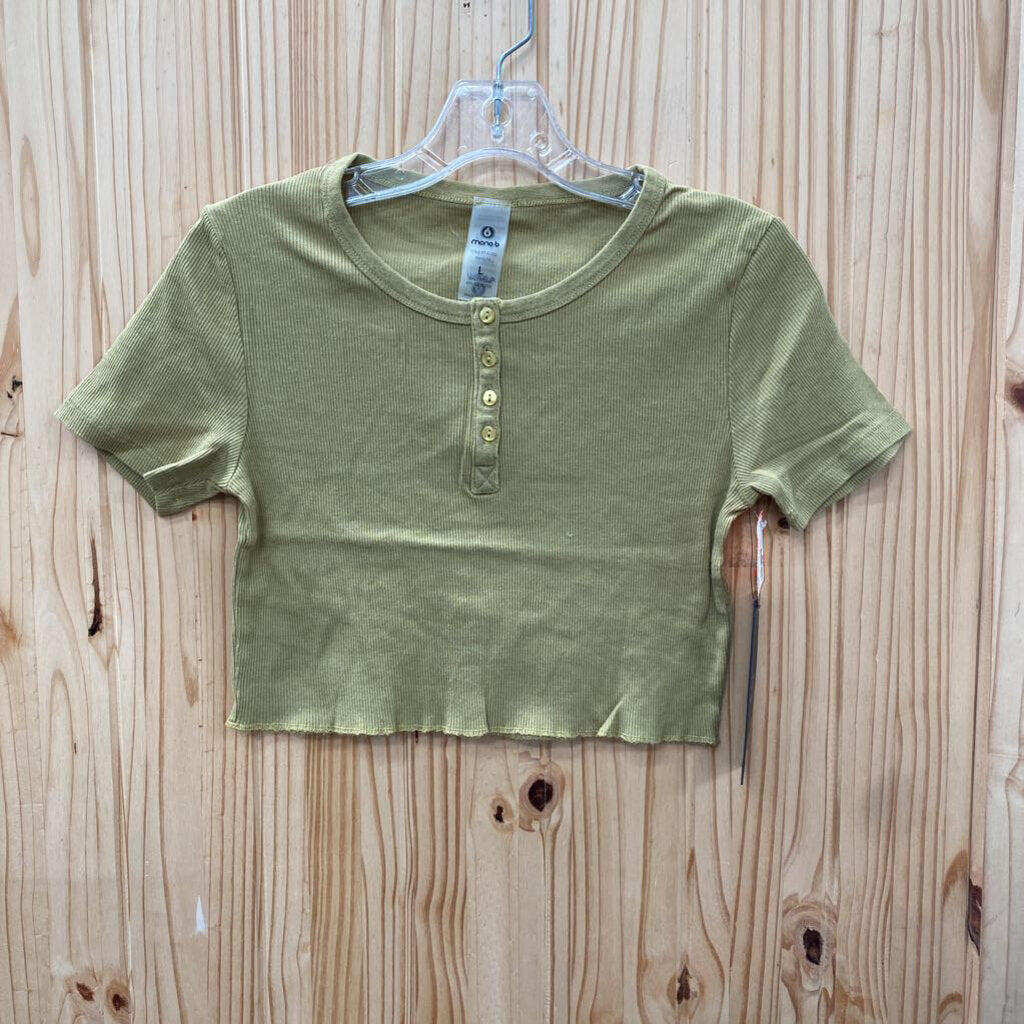 WOMENS MONO B OLIVE GREEN CROP TOP L NWT