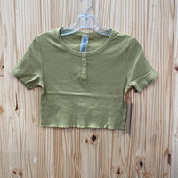 WOMENS MONO B OLIVE GREEN CROP TOP L NWT