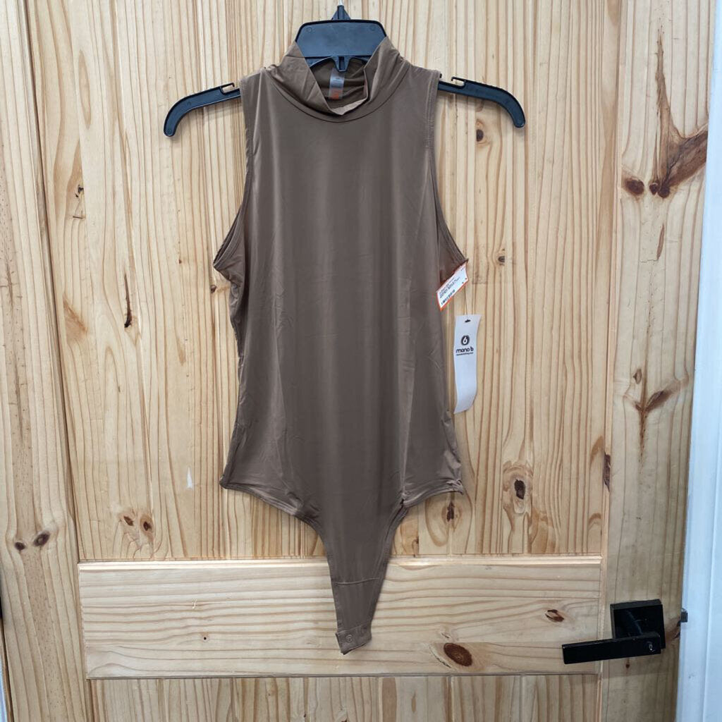 WOMENS MONO B SL BODYSUIT BROWN L NWT