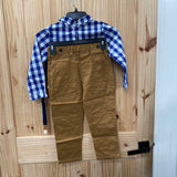 BOYS 2PC SET NAVY BLUE/WHITE/DK TAUPE 130 6