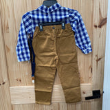 BOYS 2PC SET NAVY BLUE/WHITE/DK TAUPE 130 6