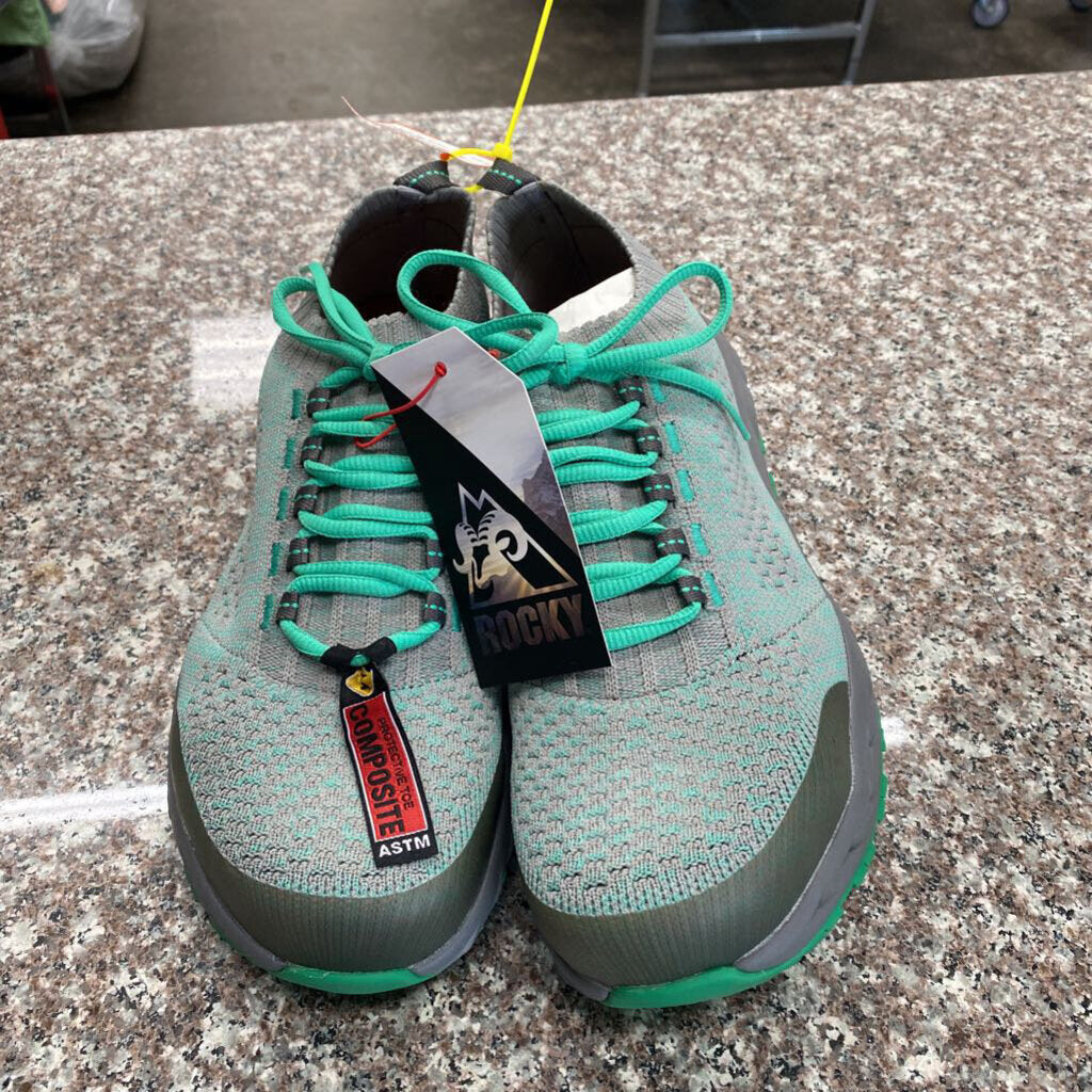 WOMENS ROCKY STEEL TOE SHOES GREY/AQUA 9M NWT