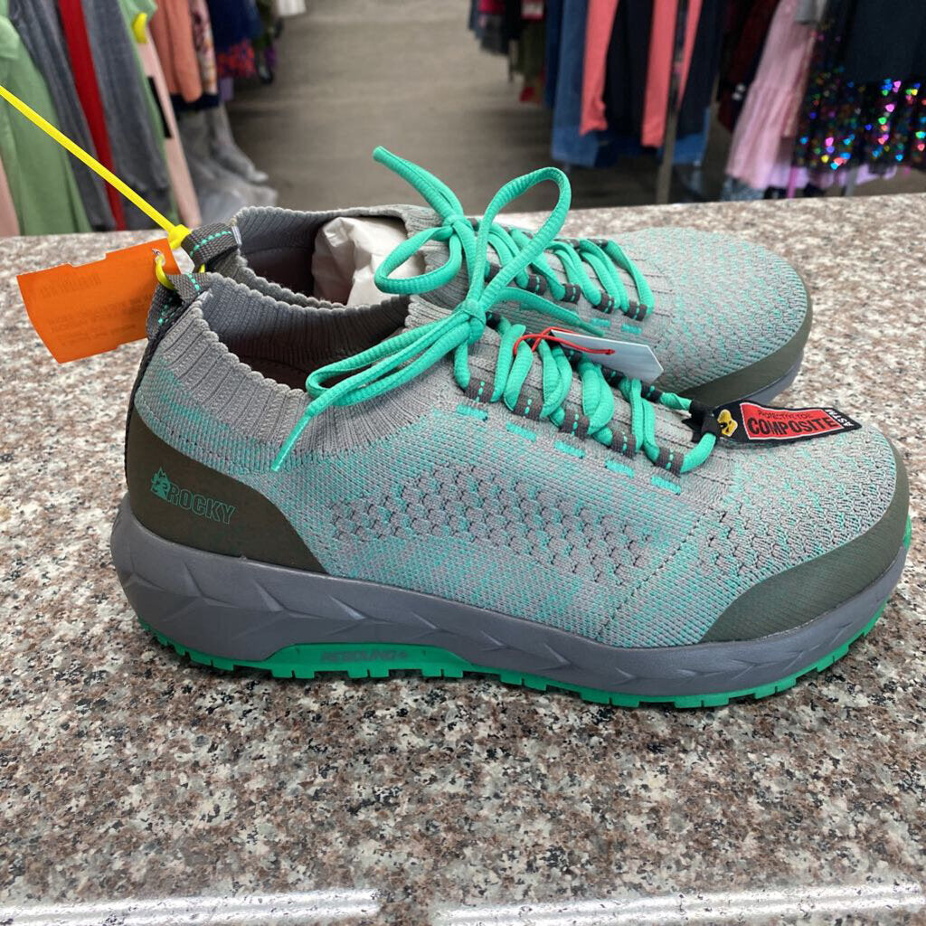 WOMENS ROCKY STEEL TOE SHOES GREY/AQUA 9M NWT