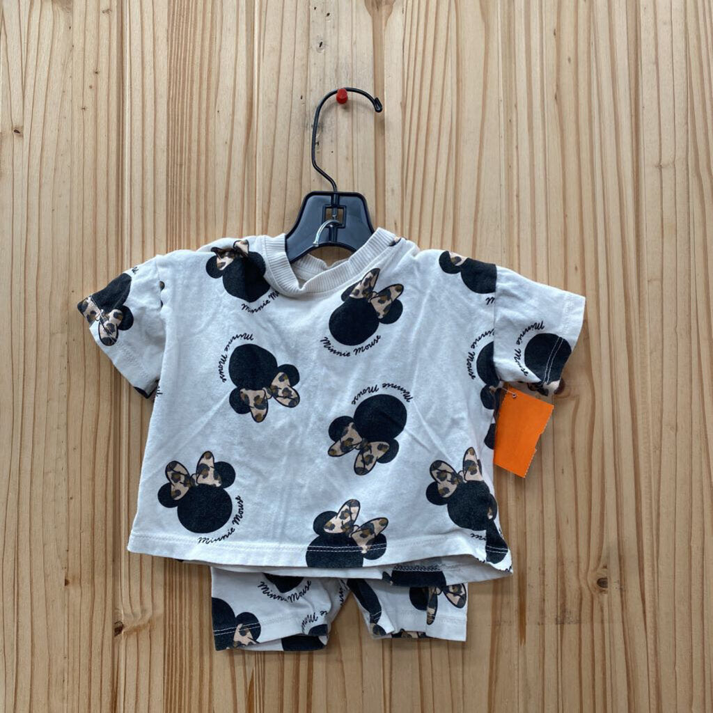 GIRLS MINNIE MOUSE 2PC SET LT TAN 6M