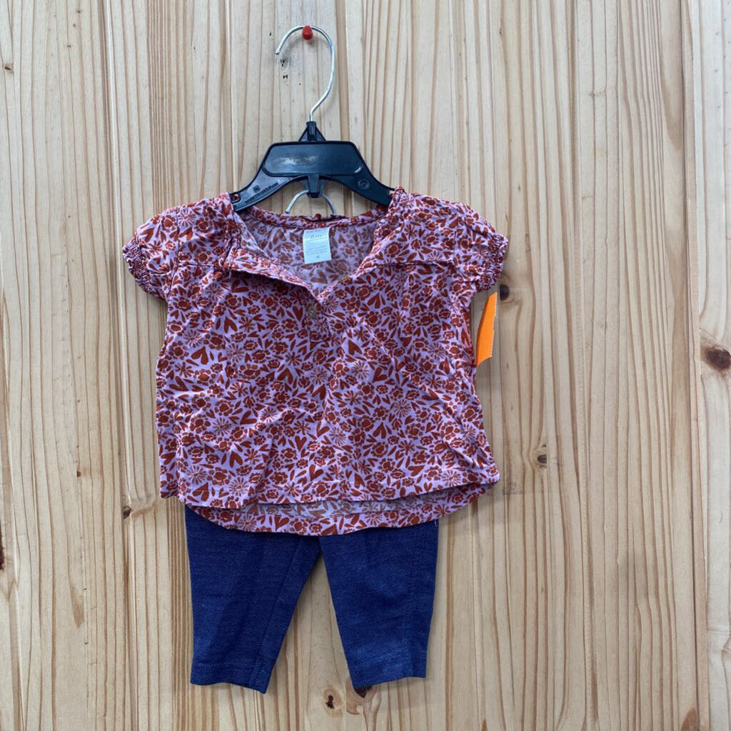 GIRLS CARTERS 2PC SET WINE/DENIM 6M