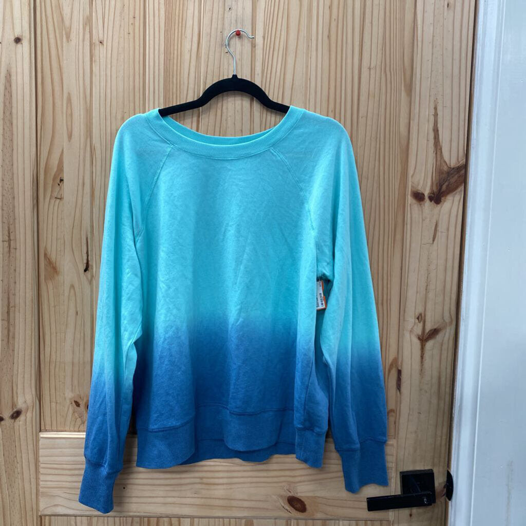 WOMENS MAURICES SKY BLUE/BLUE OMBRE SWEATSHIRT M NWT