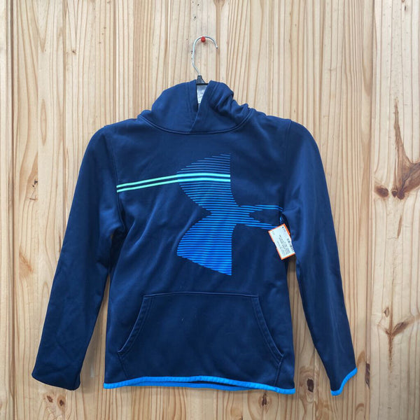 BOYS UNDER ARMOUR HOODIE NAVY BLUE/LIME GREEN YMD 10