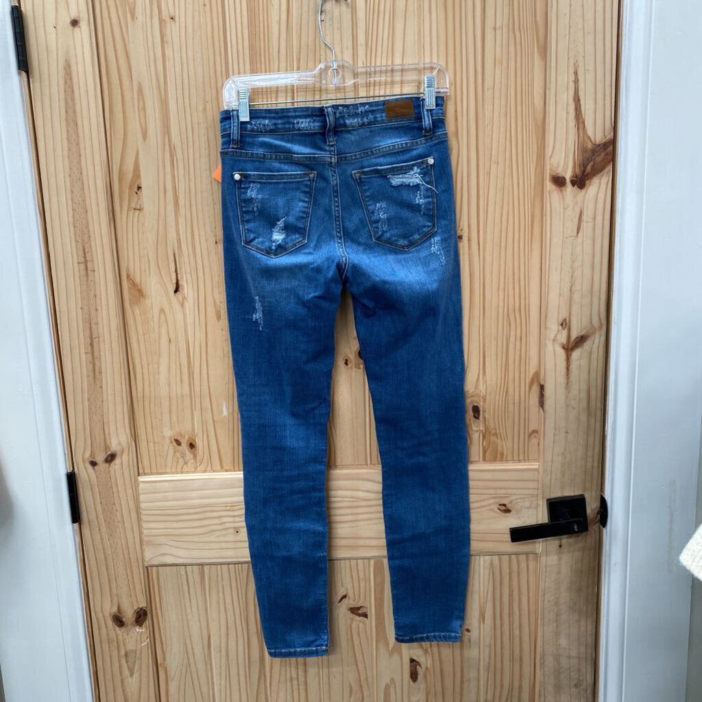 WOMENS JUDY BLUE DENIM/LEOPARD JEANS 3