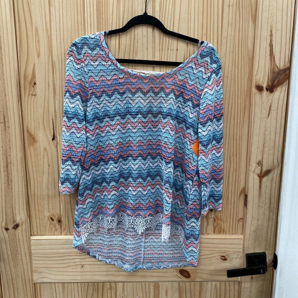 WOMENS ALMOST FAMOUS CASUAL TOP PINK/BLUE L