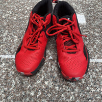 BOYS UNDER ARMOUR SHOES RED/WHITE/BLK 5Y