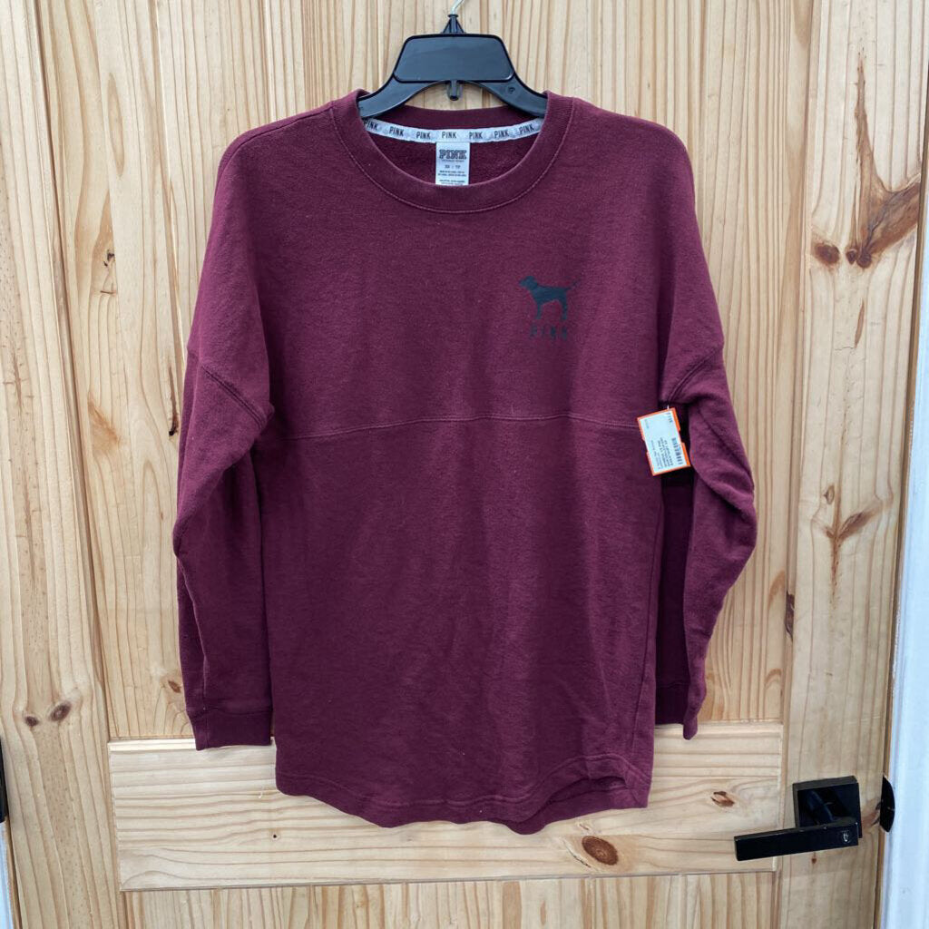 WOMENS VS PINK MAROON/LEOPARD SWEATSHIRT XS