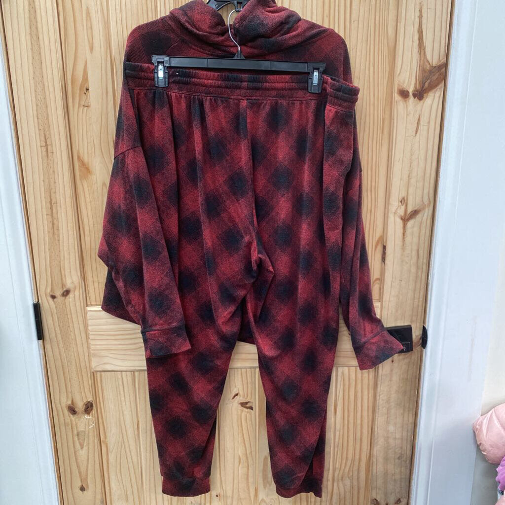 WOMENS MAURICES 2PC SET WINE/BLK 2X