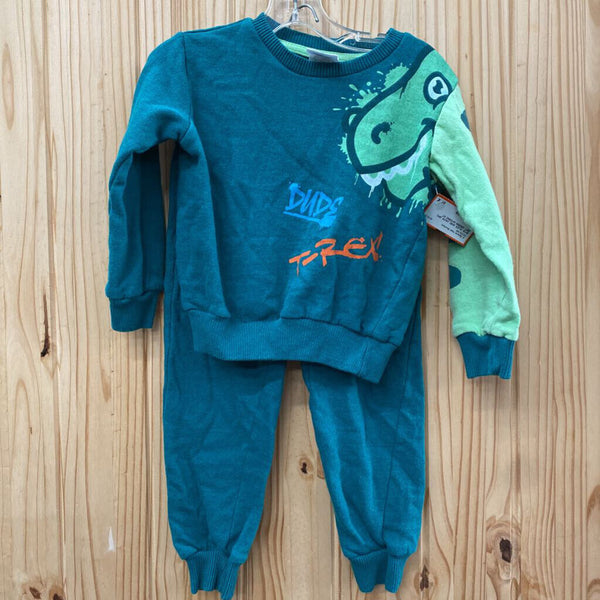 BYS ALEX AND JACK 2PC SET GREEN W/DINO 3T