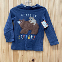 BOYS READY TO EXPLORE LS BLUE SHIRT W/BEAR 3T
