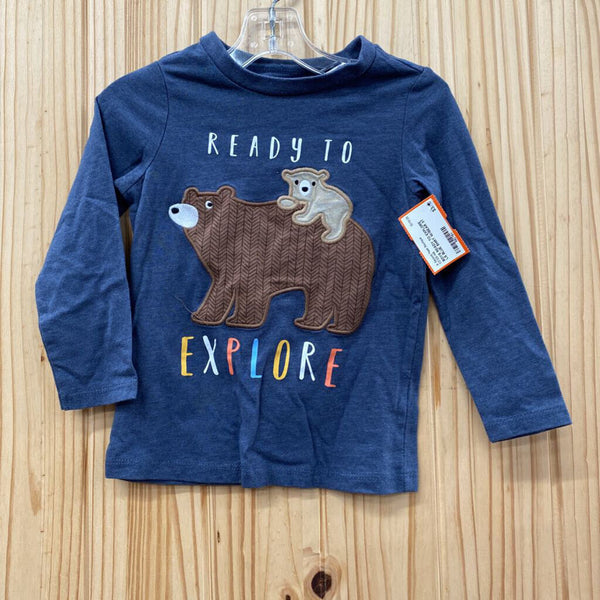 BOYS READY TO EXPLORE LS BLUE SHIRT W/BEAR 3T