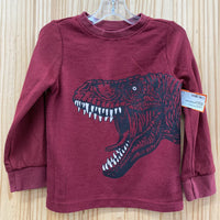BOYS LS MAROON SHIRT W/DINO 3T
