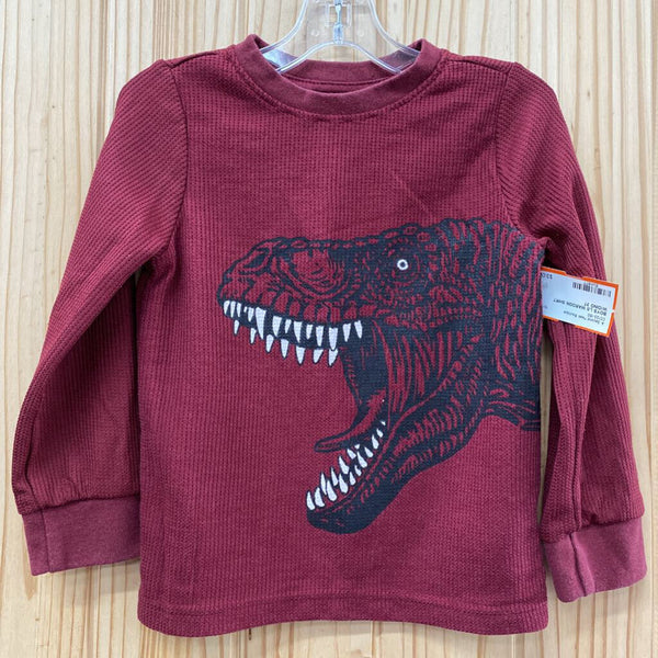 BOYS LS MAROON SHIRT W/DINO 3T