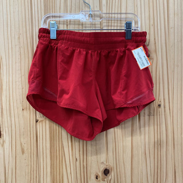 WOMENS LULULEMON RED SHORTS XS (LINER CUT OUT)
