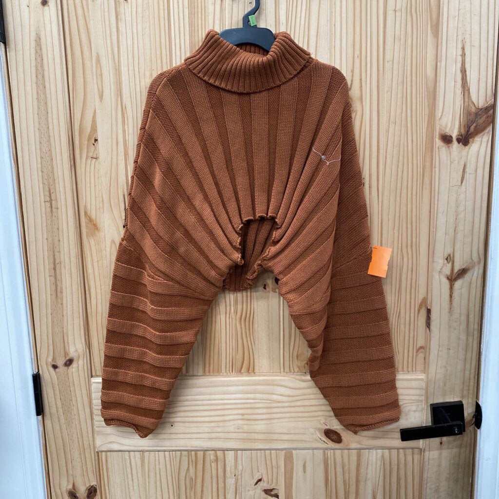 WOMENS TIC TOC BROWN CROP TOP SWEATER S