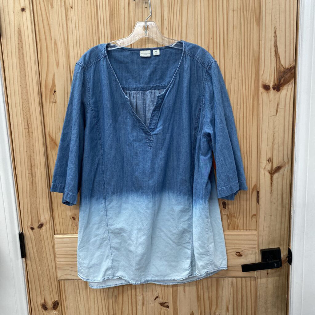 WOMENS WESTBOUND LINEN/WHITE OMBRE SHIRT 3X