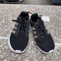 GIRLS ADIDAS CLOUDFOAM SHOES BLK/WHITE/LIME/GREEN/LILAC 3 1/2