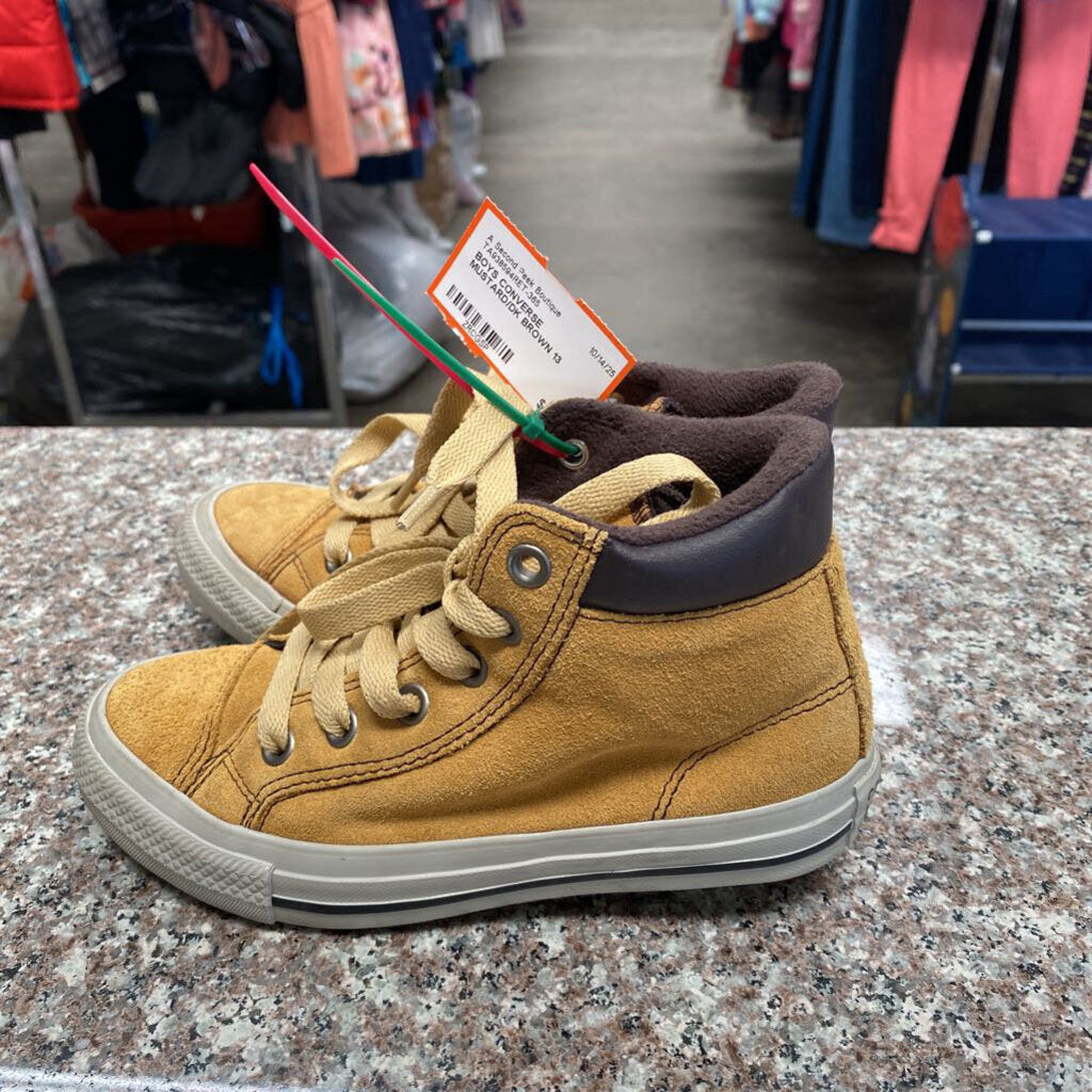 BOYS CONVERSE MUSTARD/DK BROWN 13