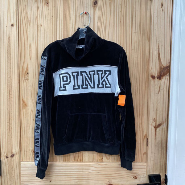 WOMENS VS PINK BLK/WHITE VELOUR SHIRT M