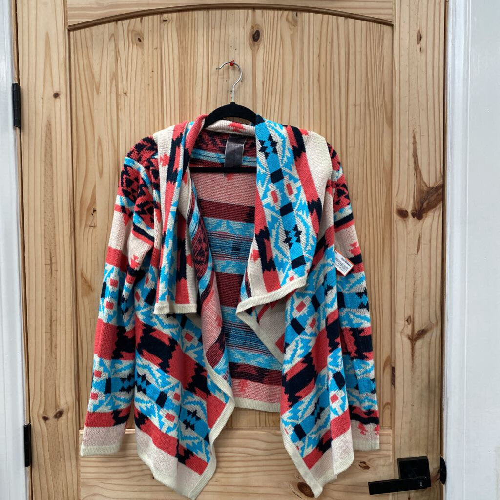 WOMENS MOON COLLECTIONS CARDIGAN PINK/WHITE/TURQUOISE L