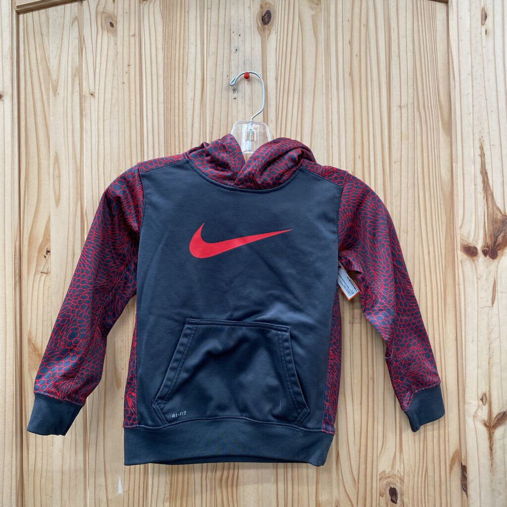 BOYS NIKE HOODIE RED/BLK M 6