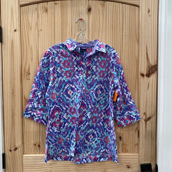 WOMENS WESTBOUND PETITIES CASUAL TOP PURPLE/PINK/SKY BLUE PL