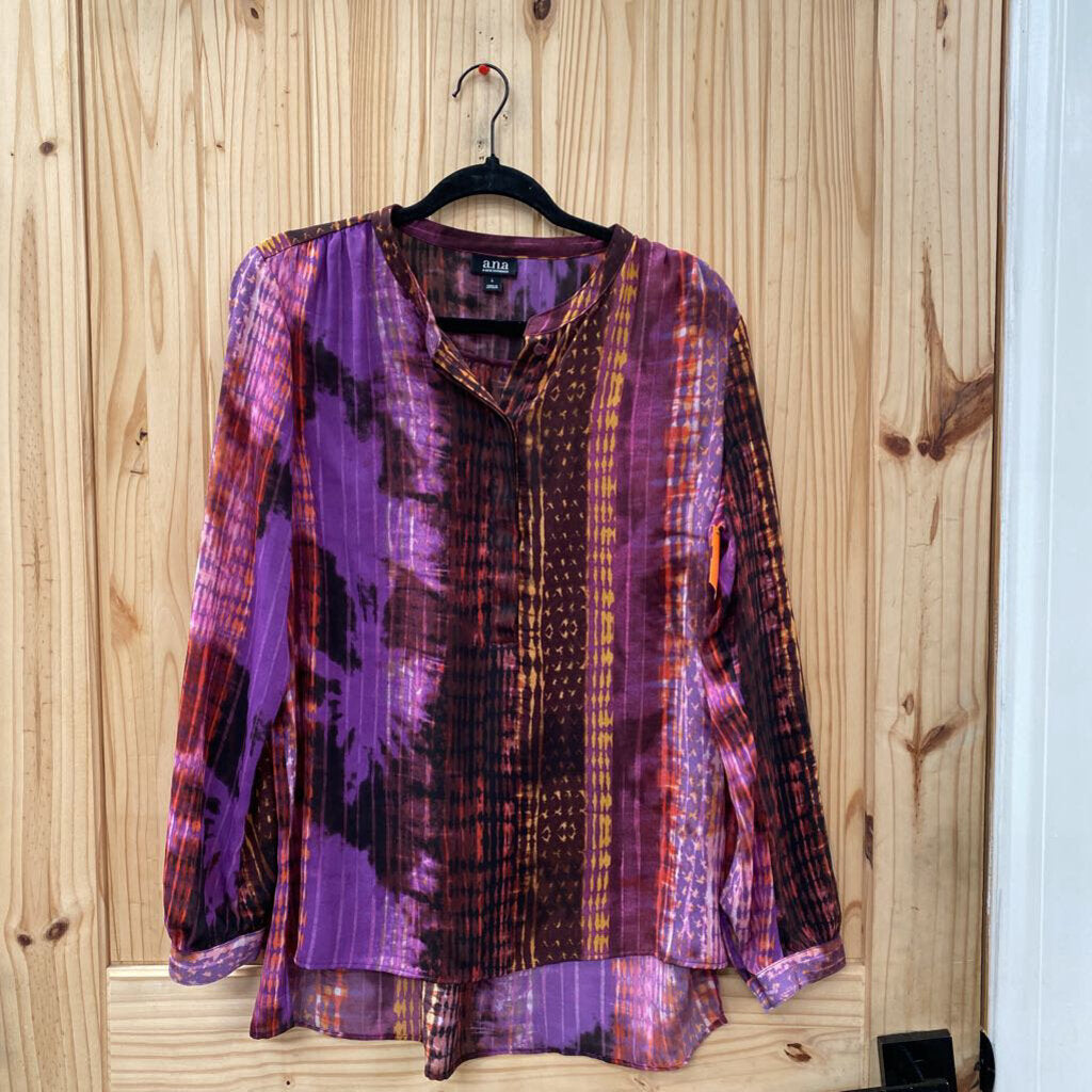 WOMENS ANA CASUAL TOP PURPLE/ORANGE/PINK L