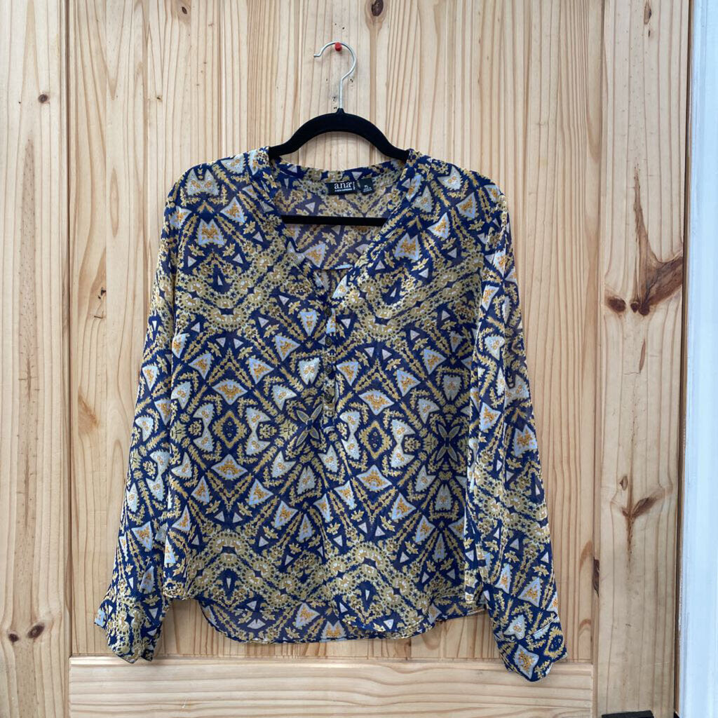 WOMENS ANA CASUAL TOP TAN/BLK/ORANGE PL