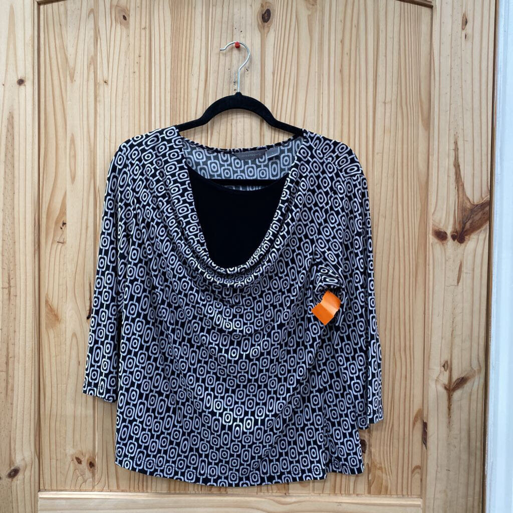 WOMENS INVESTMENTS CASUAL TOP BLK/WHITE L