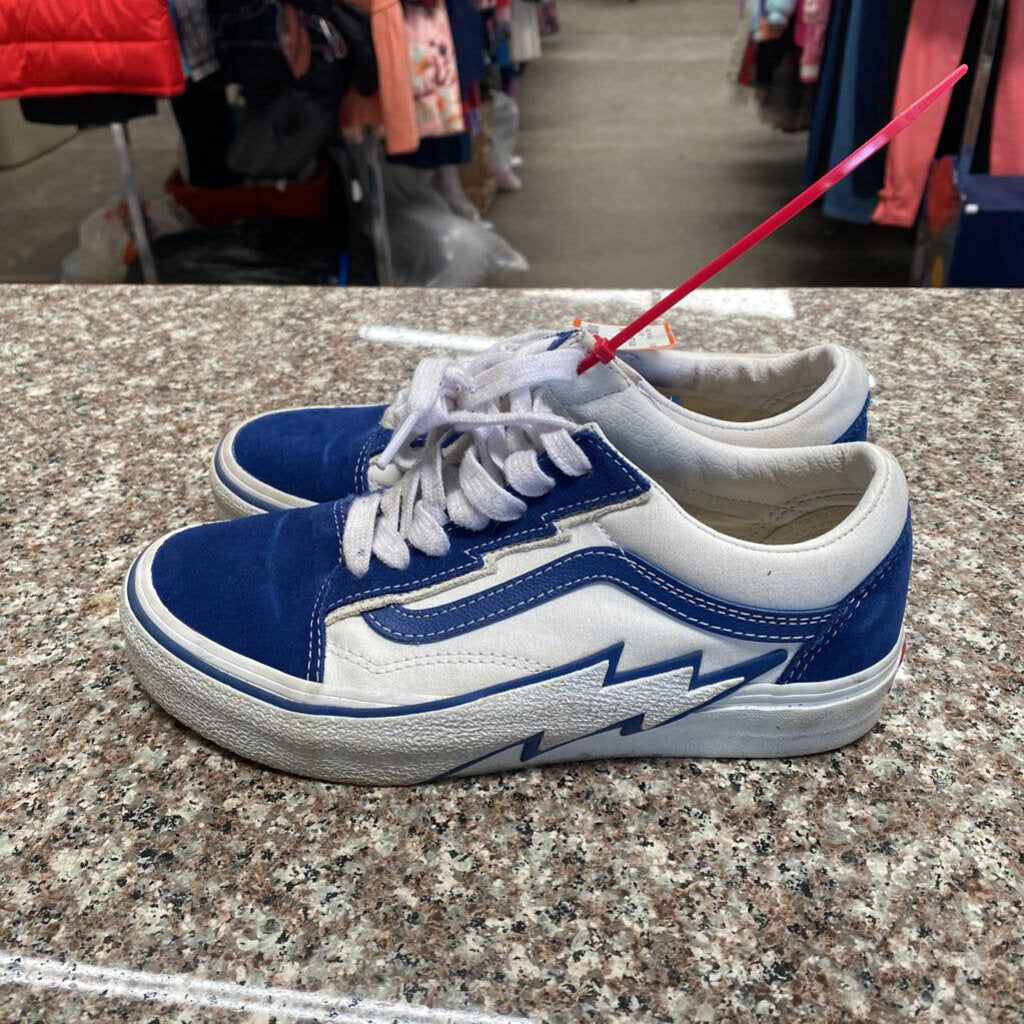 VANS BLUE/WHITE VELOUR MENS 5.5 WOMENS 7