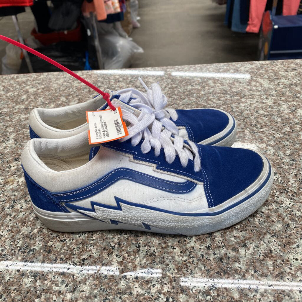 VANS BLUE/WHITE VELOUR MENS 5.5 WOMENS 7