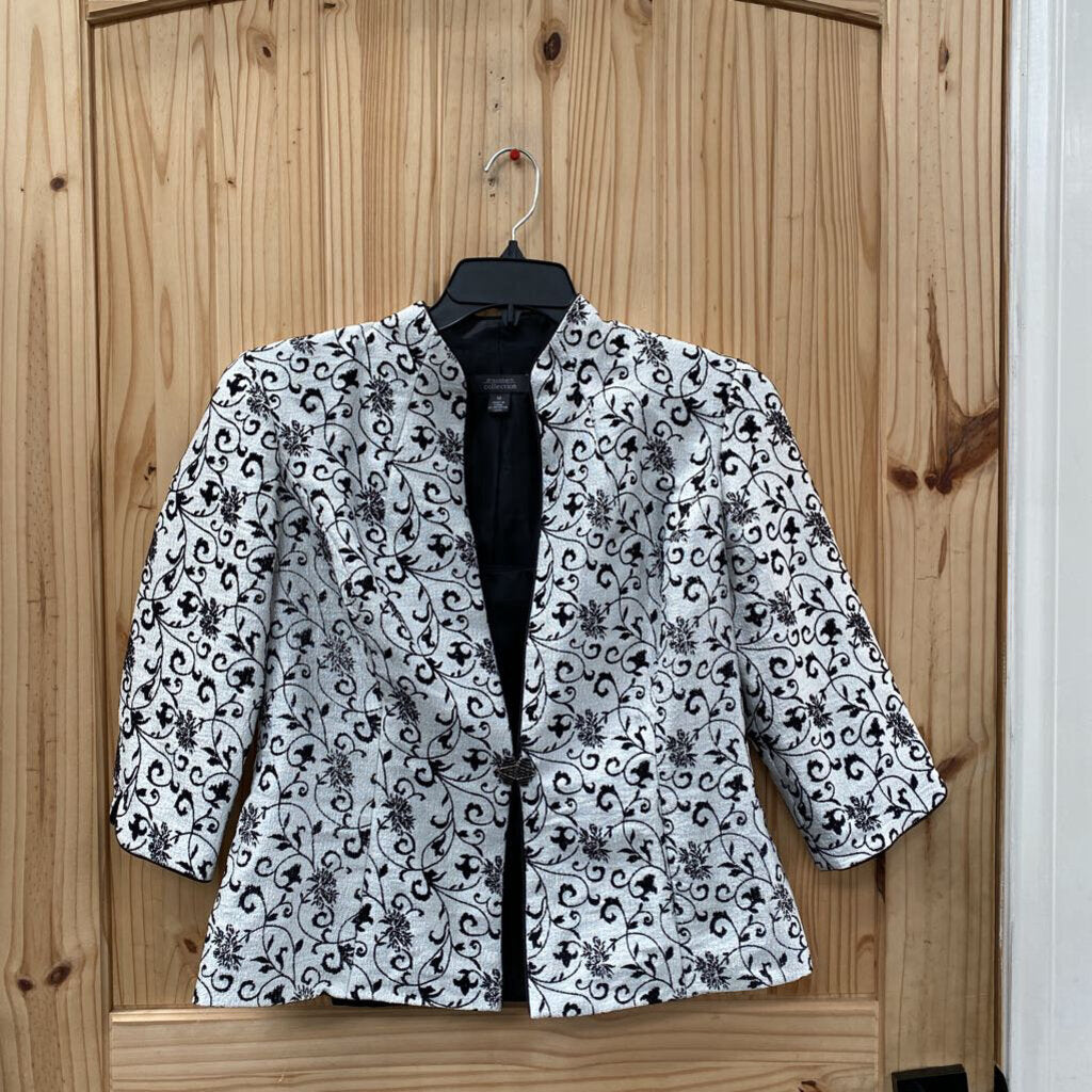 WOMENS DRESS BARN CASUAL TOP/BLAZER BLK/WHITE 12