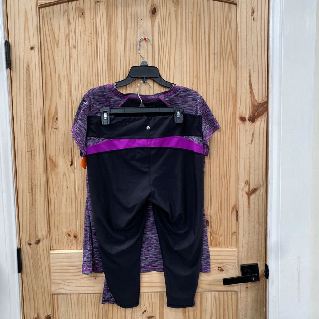 WOMENS XERSION 2PC SET PURPLE/GREY/BLK L