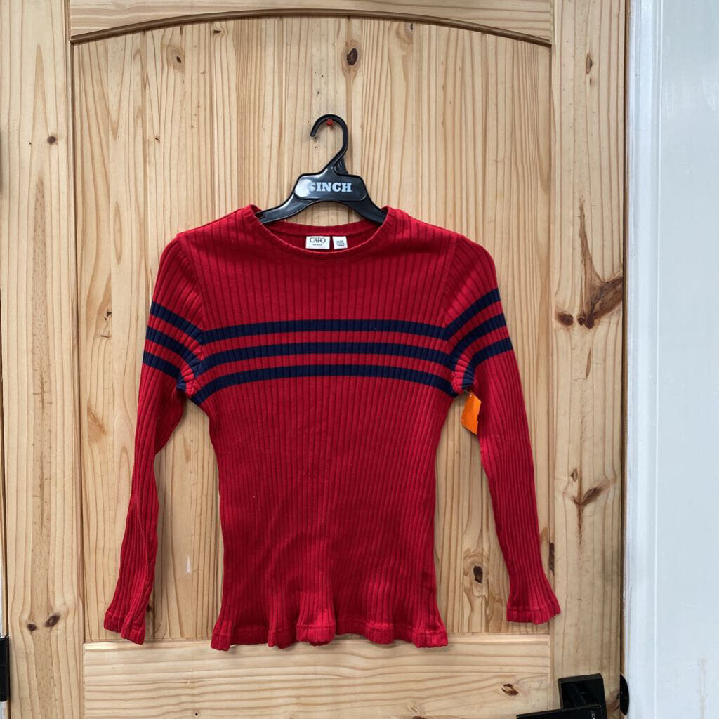 WOMENS CATO LS SHIRT RED/NAVY BLUE 14/16W XL