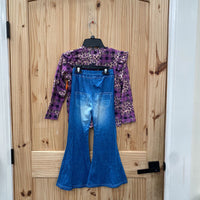 GIRLS LOVE 2PC SET PURPLE/LEOPARD/DENIM 7 SPW