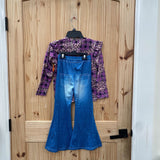 GIRLS LOVE 2PC SET PURPLE/LEOPARD/DENIM 7 SPW