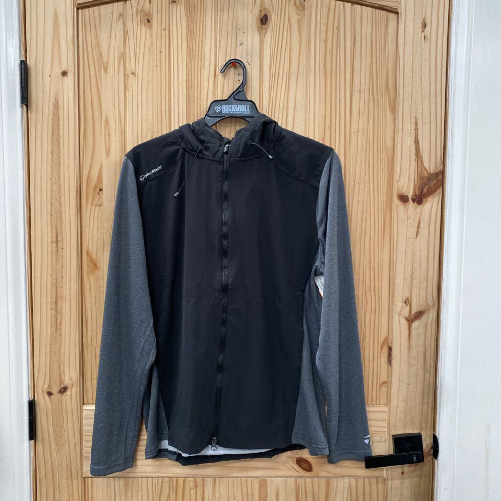 MENS TAYLOR MADE JACKET BLK/GREY L NWT
