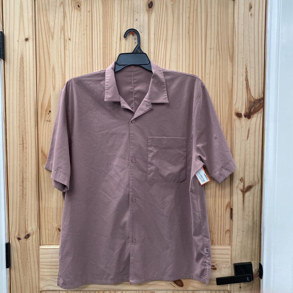 MENS LULULEMON MAUVE BUTTON UP SHIRT L