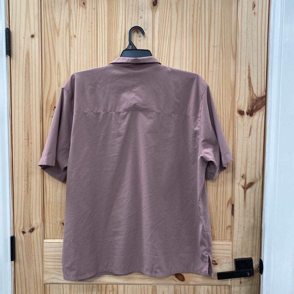 MENS LULULEMON MAUVE BUTTON UP SHIRT L