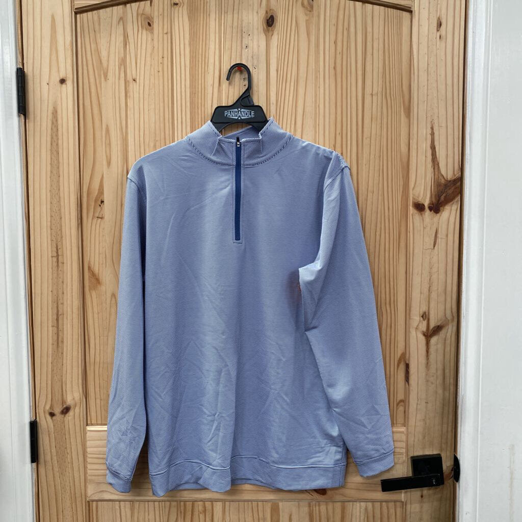 MENS GEN TEAL BLUE/WHITE STRIPE LS SHIRT L