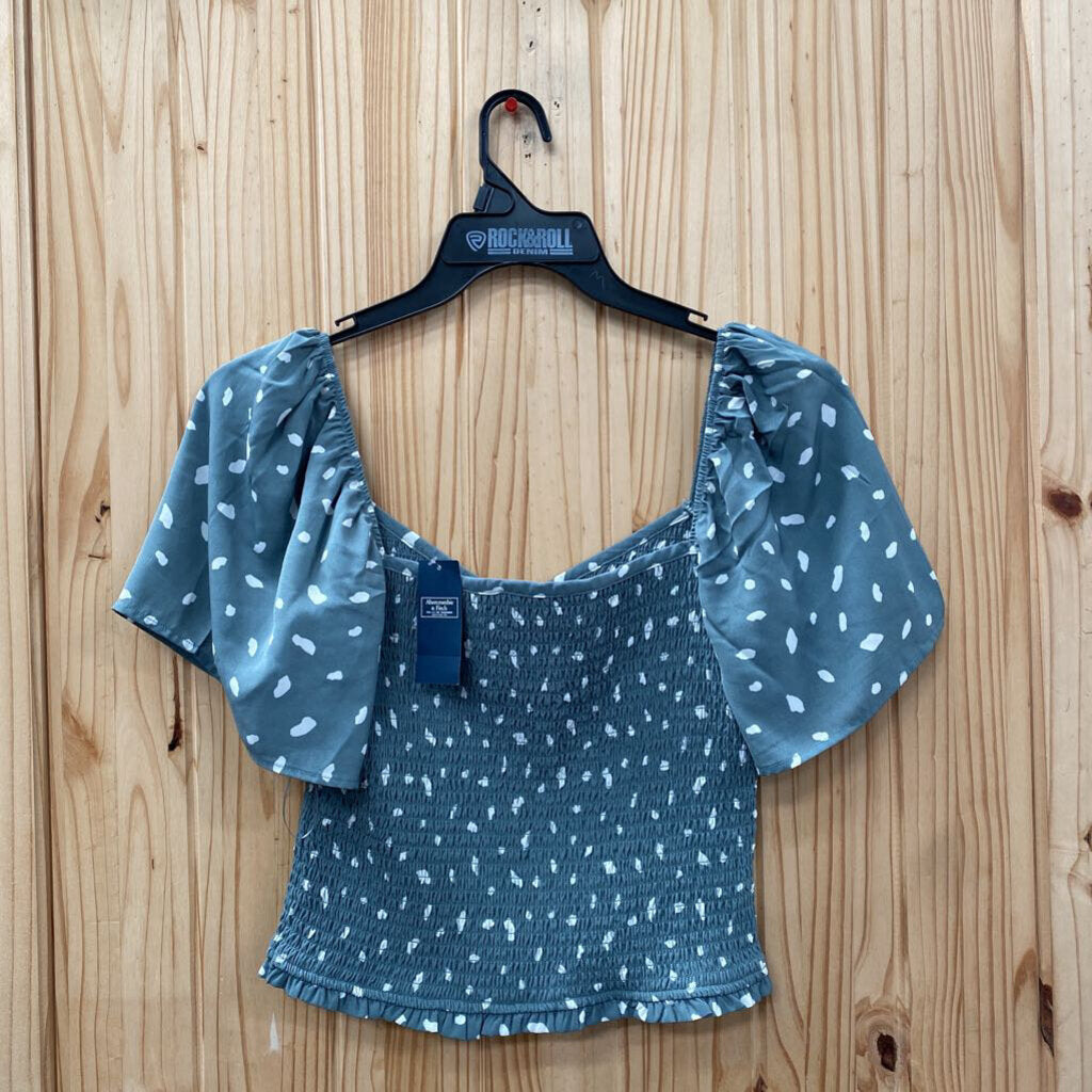 WOMENS ABERCROMBIE & FITCH TEAL/WHITE CASUAL TOP S NWT